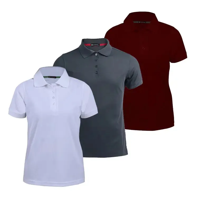 3 Pack Women's Short-Sleeve Sports Polo Shirts