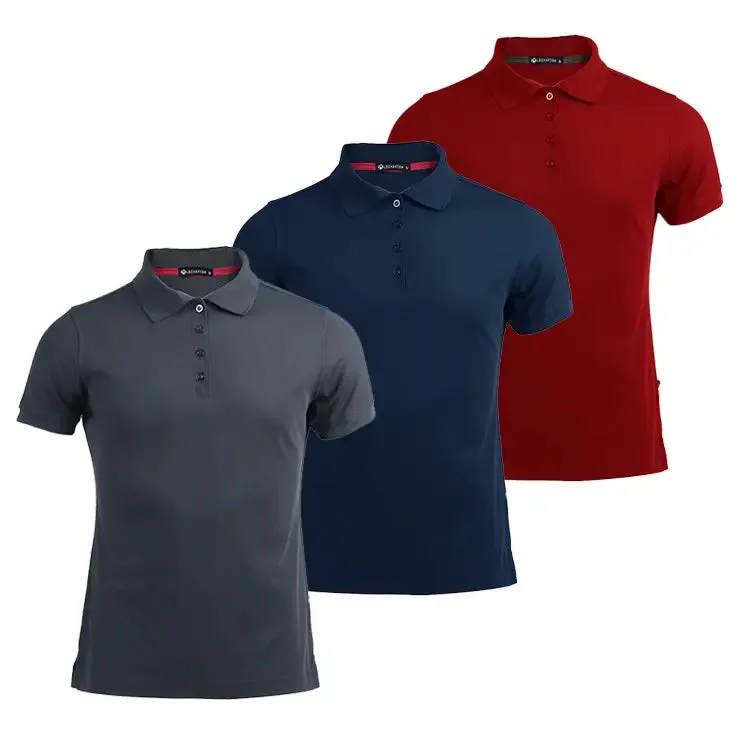 3 Pack Women's Short-Sleeve Sports Polo Shirts