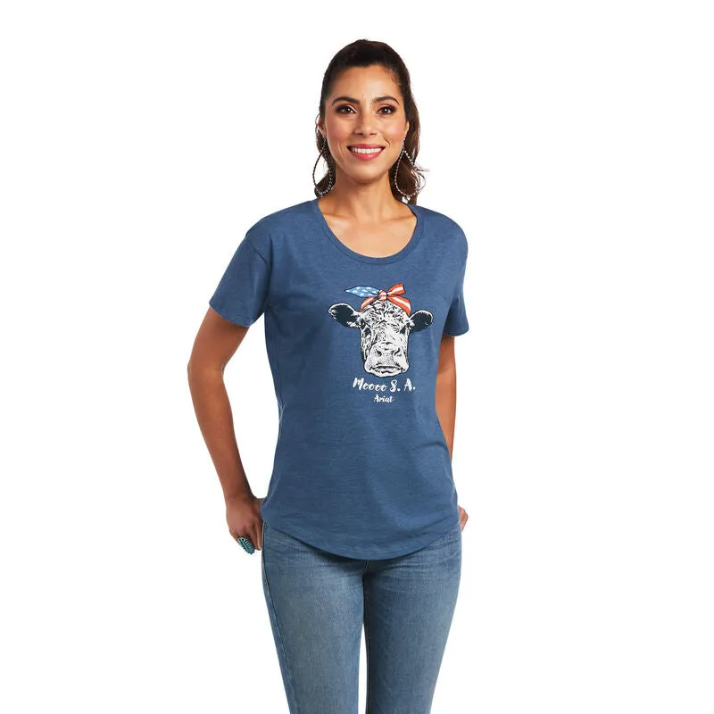 Ariat Women's Ariat Moo SA T-Shirt, Sailor Blue Heather