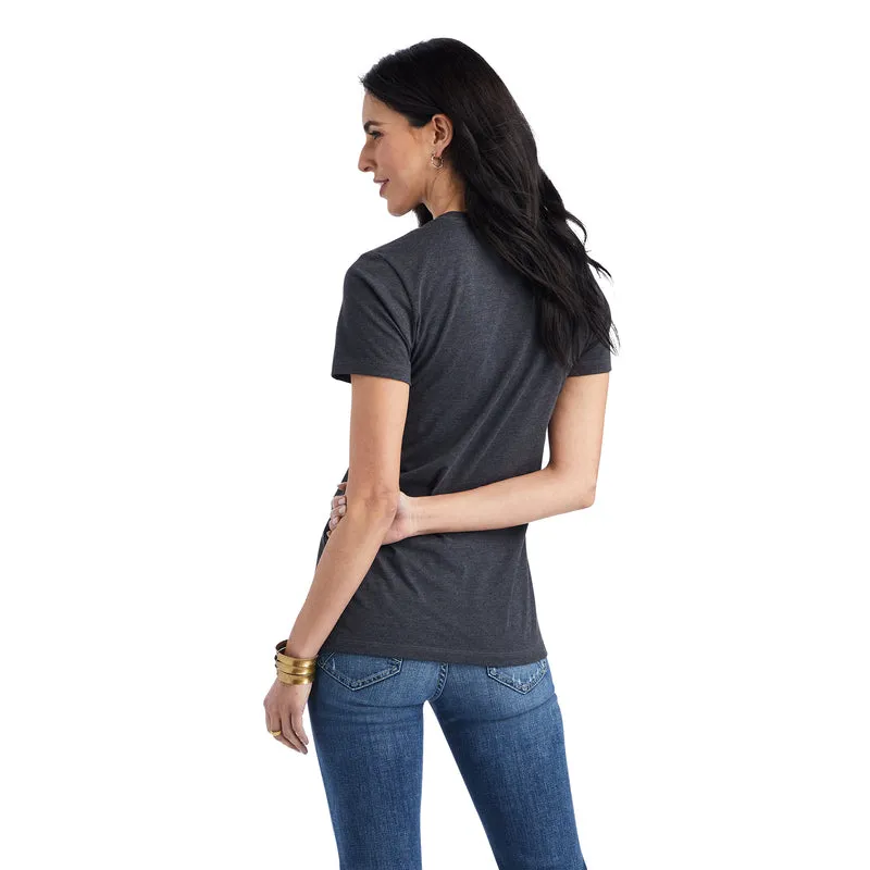 Ariat Women's Wheat Script Tee, Charcoal Heather