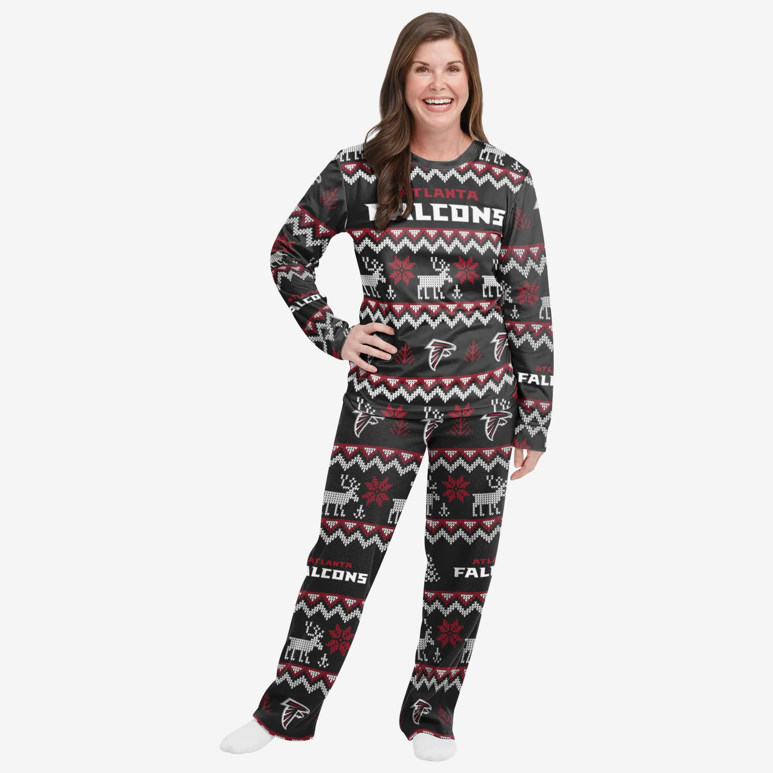 Atlanta Falcons Womens Ugly Pattern Family Holiday Pajamas