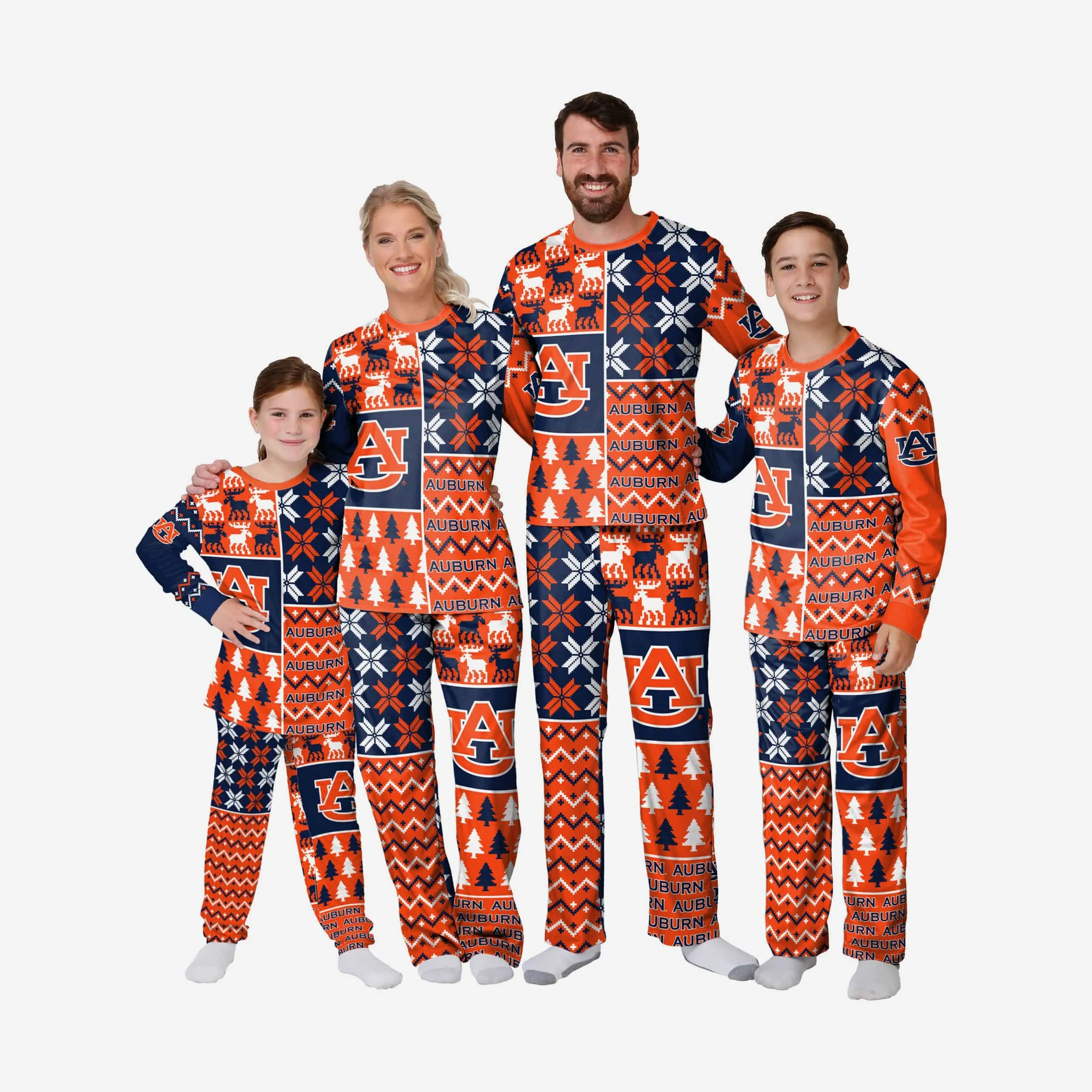 Auburn Tigers Womens Busy Block Family Holiday Pajamas