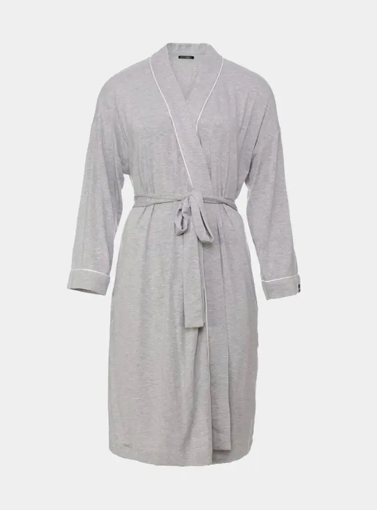 Bamboo Kimono Robe in Grey Marl