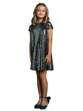 Big Girls Rainbow Sequin Shift Special Occasion Dress 8-12