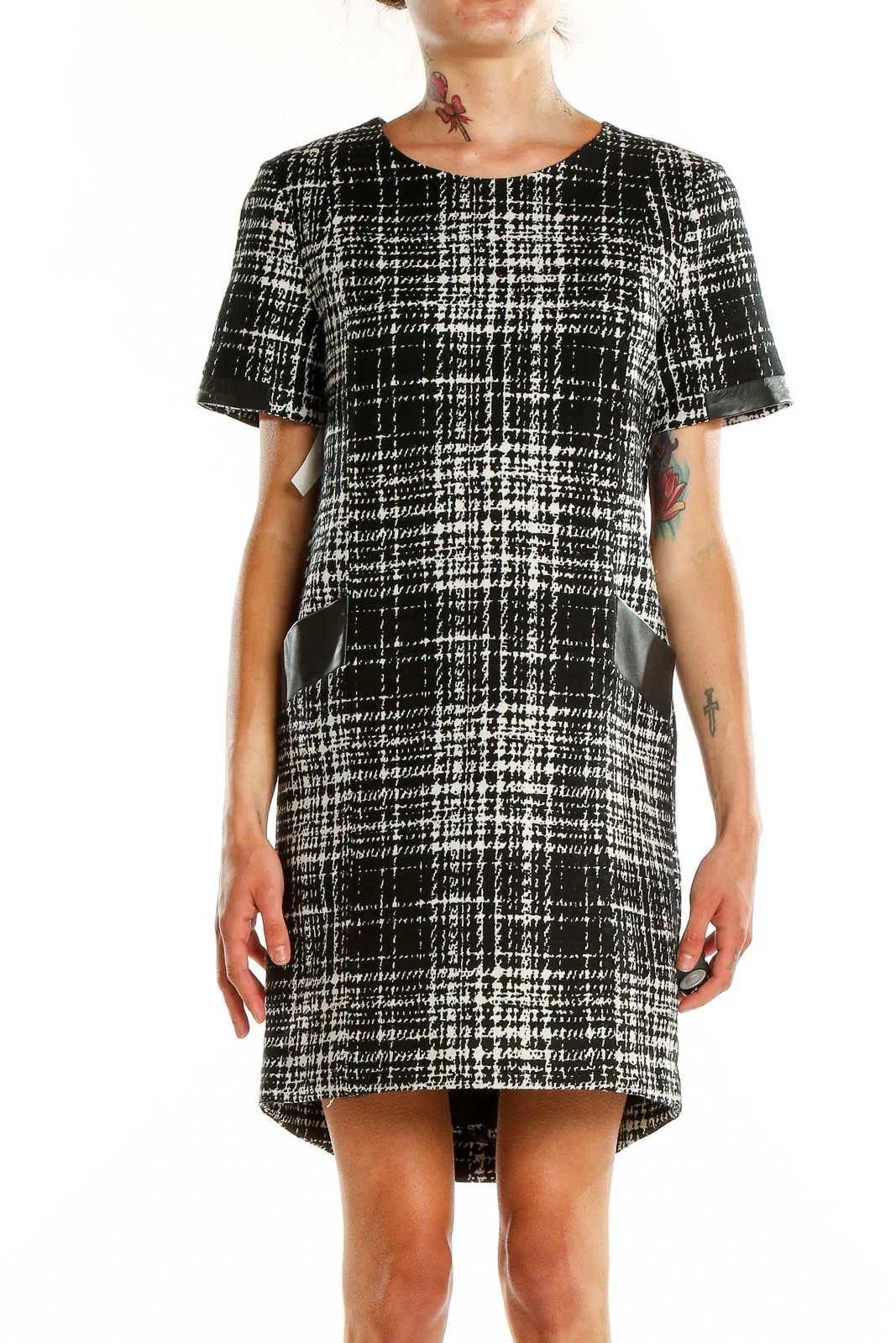 Black and White Plaid Shift Dress