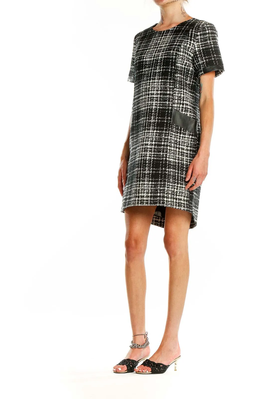 Black and White Plaid Shift Dress