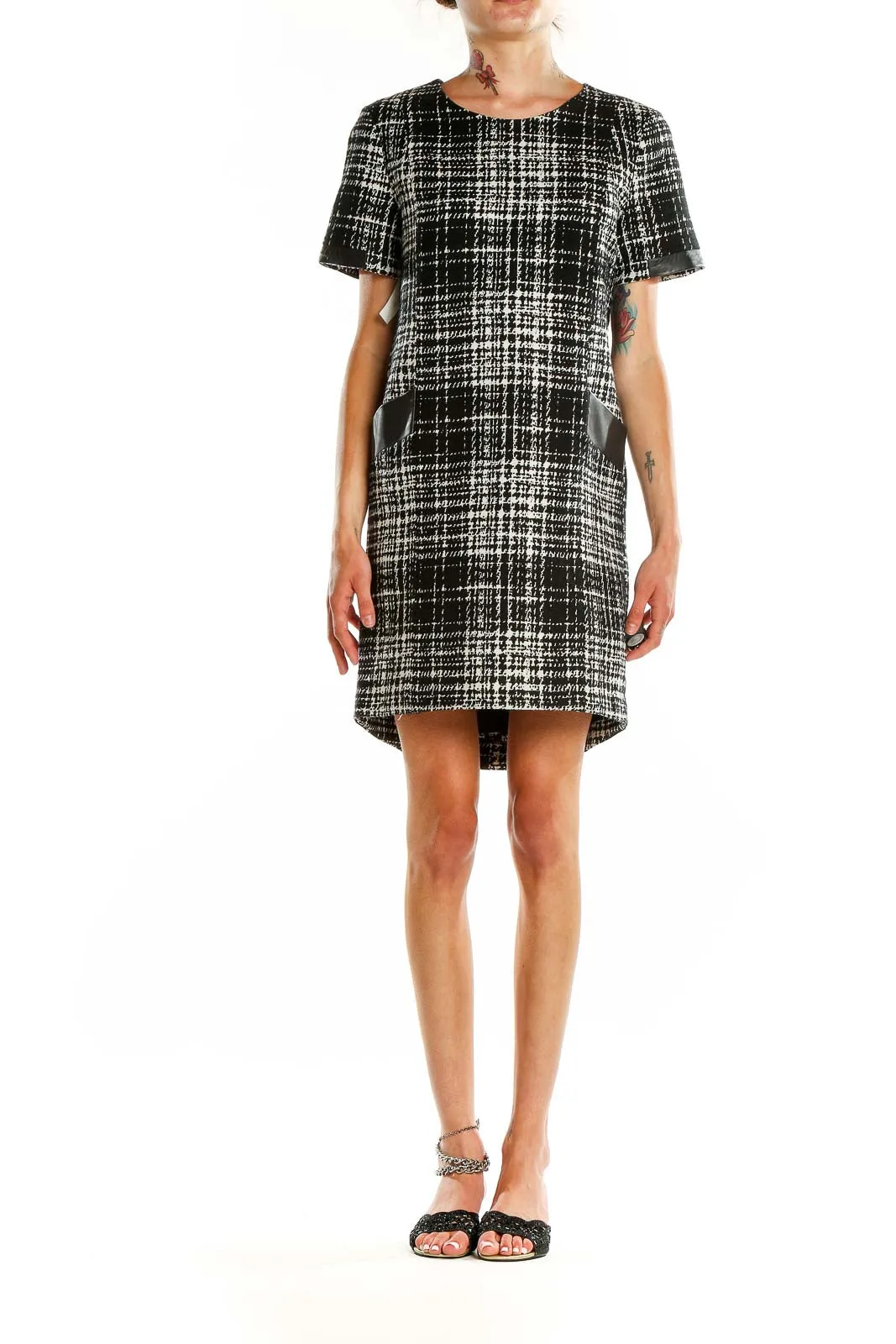 Black and White Plaid Shift Dress