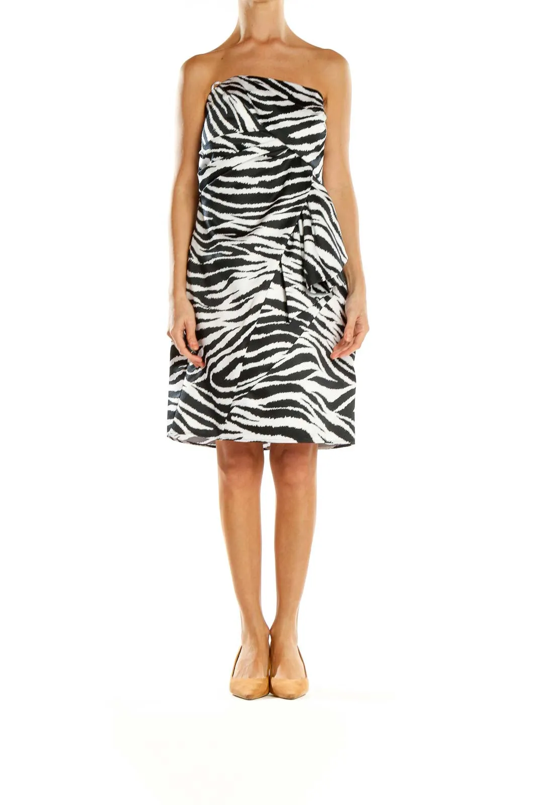 Black and White Zebra Print Strapless Dress