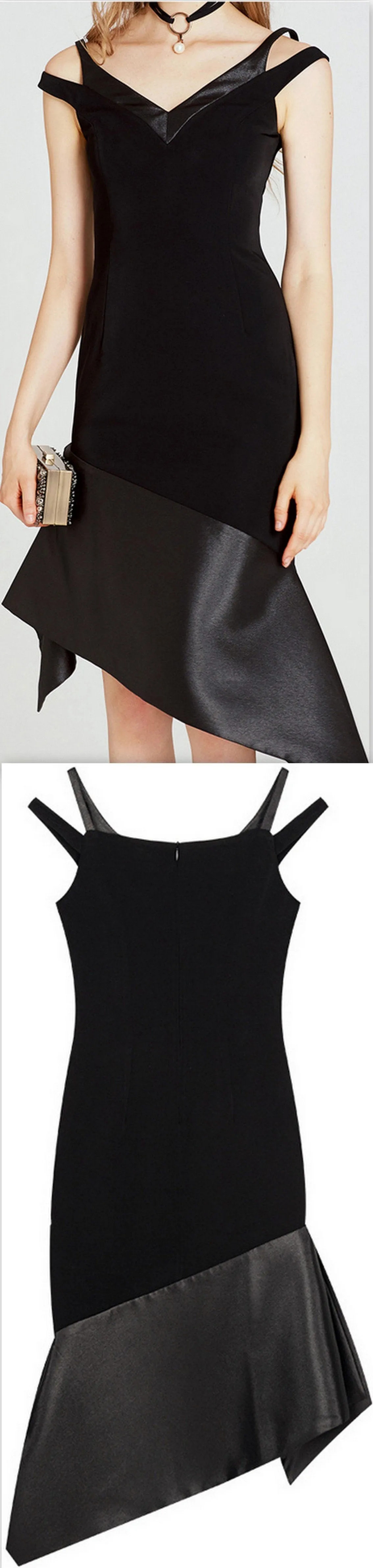 Black Asymmetric Cocktail Dress