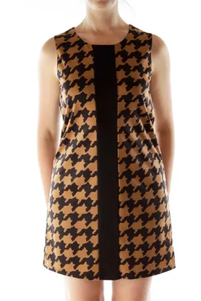 Black Brown Print Shift Dress