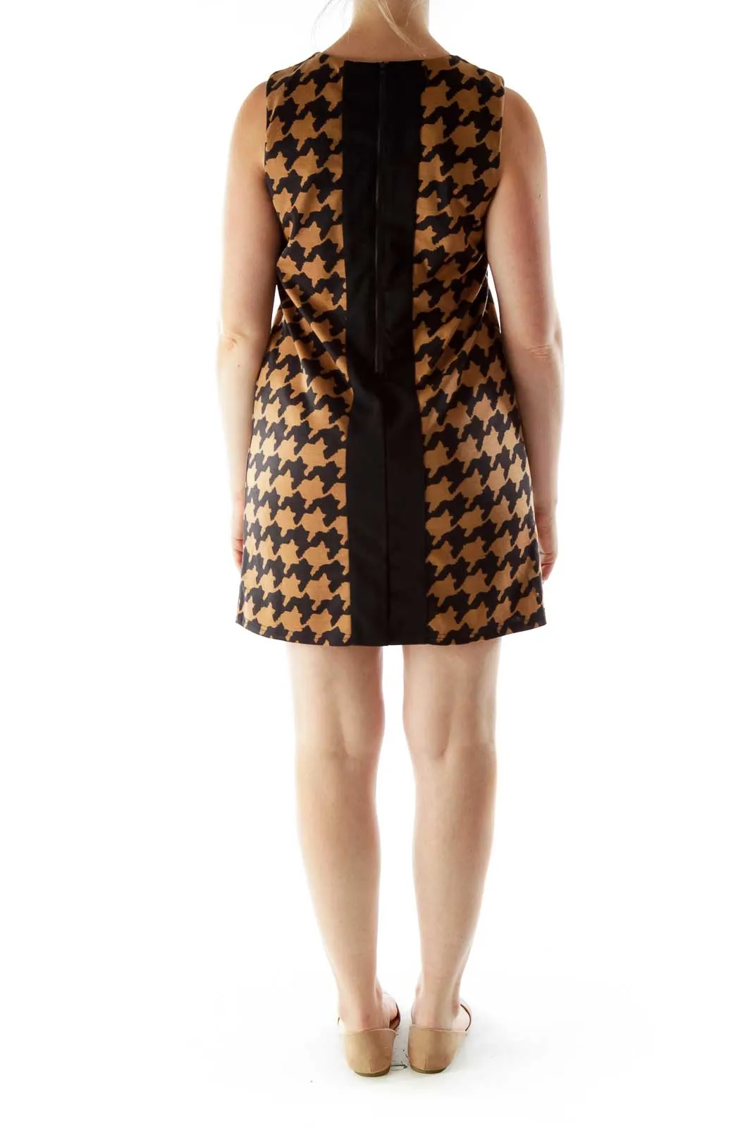 Black Brown Print Shift Dress