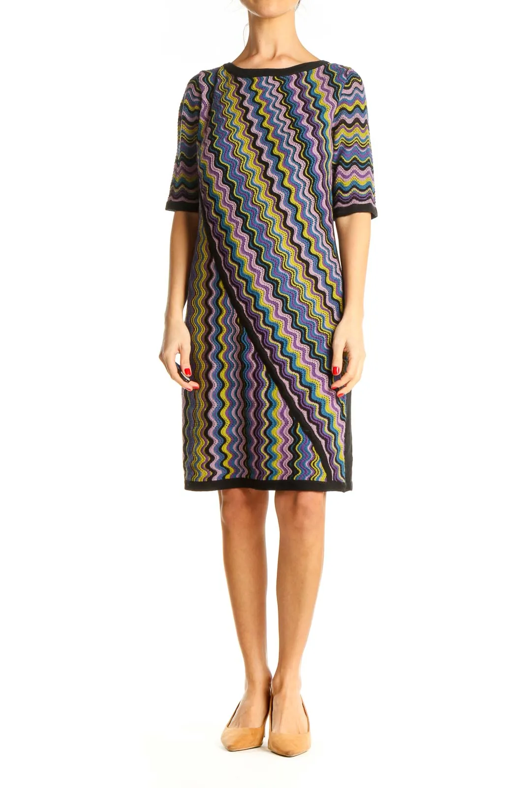 Black Chevron Day Shift Dress