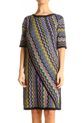 Black Chevron Day Shift Dress