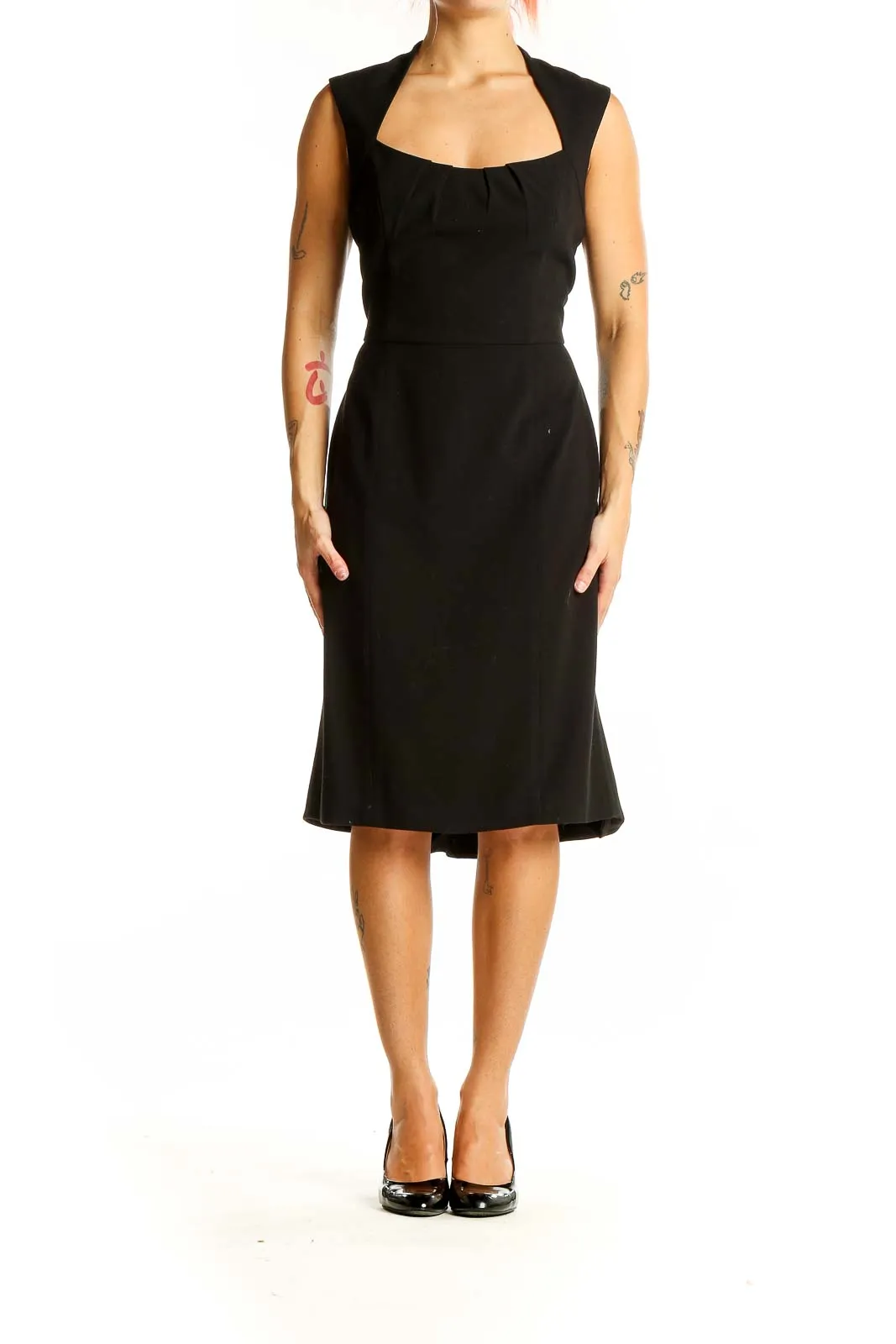 Black Elegant Sleeveless Midi Dress