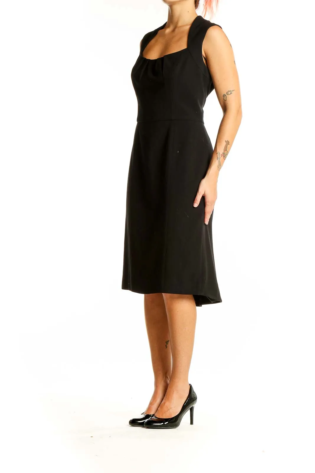 Black Elegant Sleeveless Midi Dress