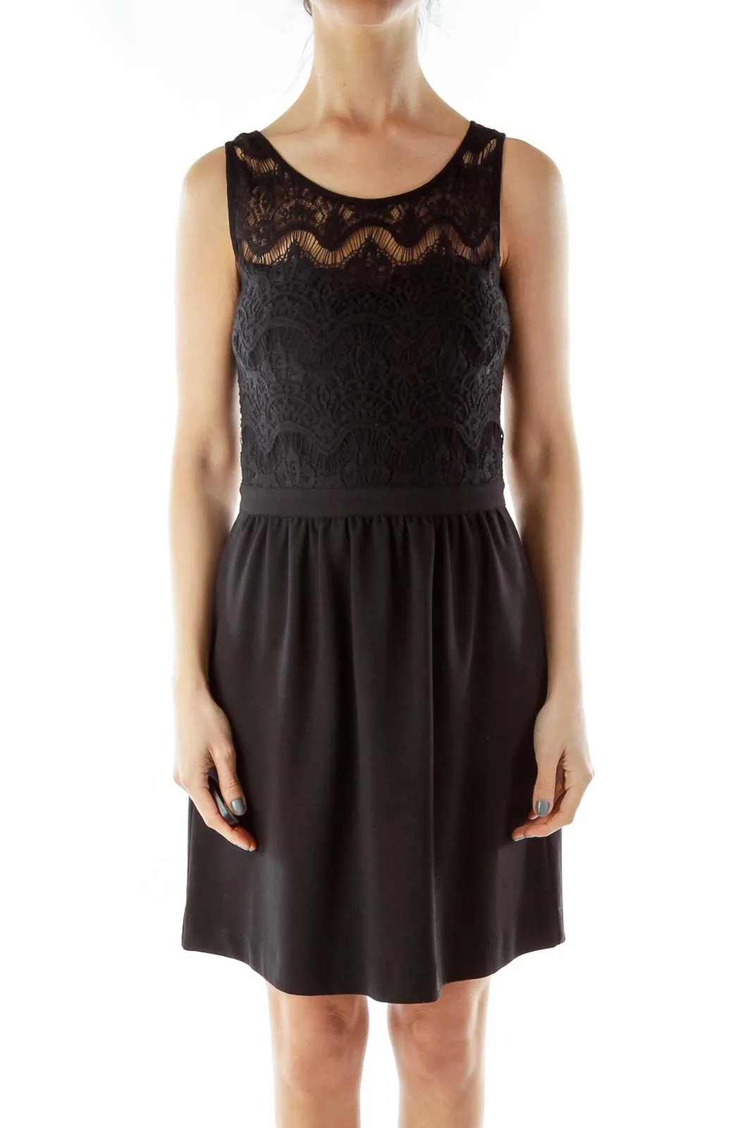 Black Lace-Bodice Cocktail Dress