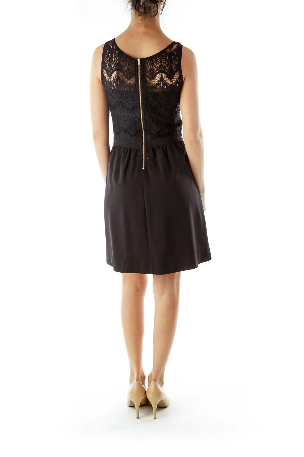 Black Lace-Bodice Cocktail Dress