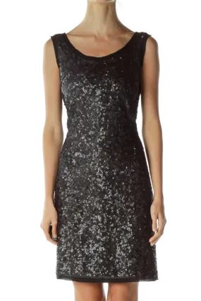 Black Sequin Shift Dress