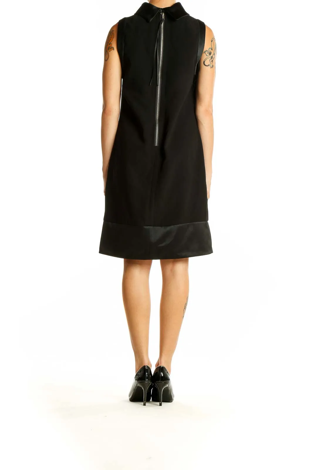 Black Sleeveless Mock Neck Shift Dress