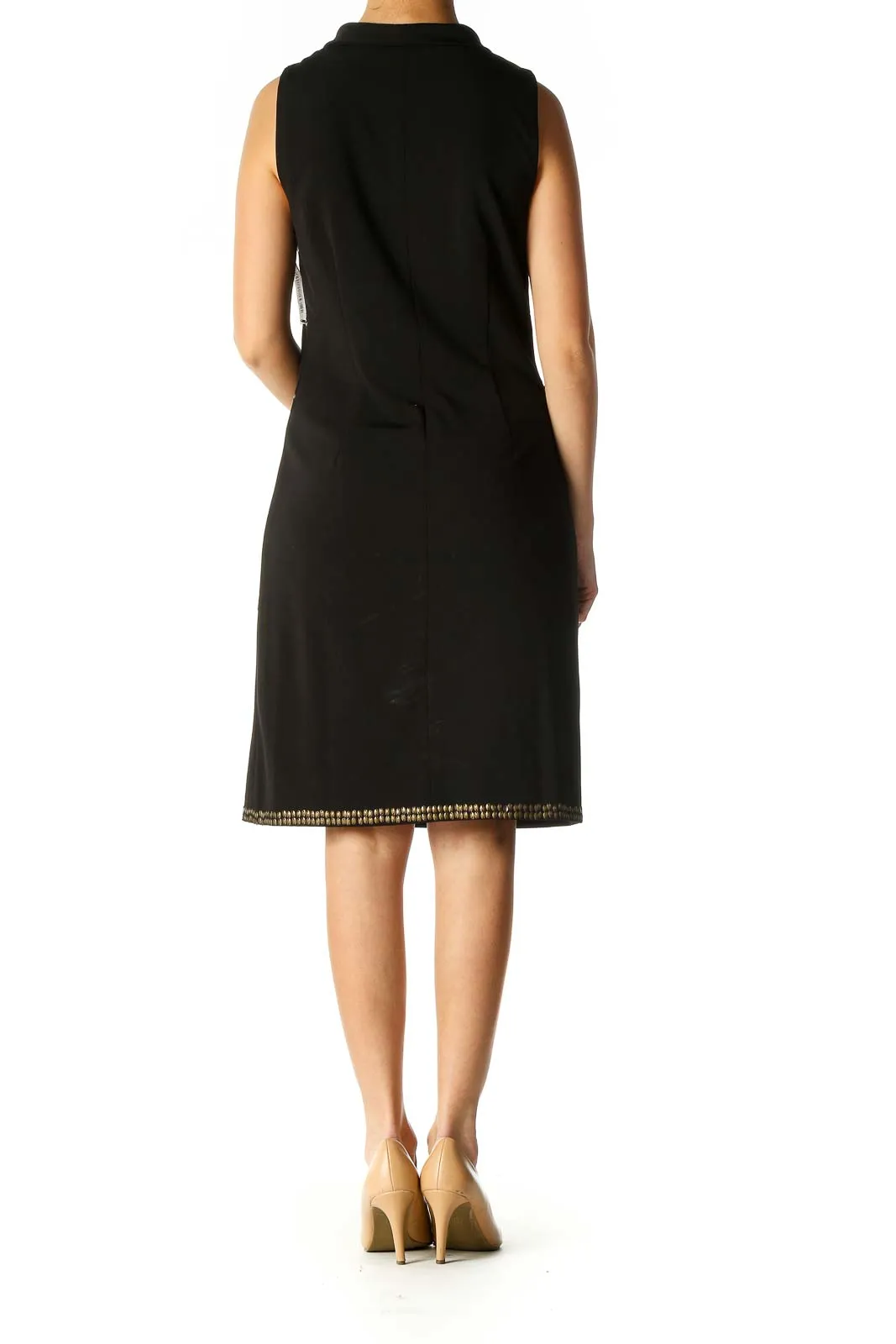 Black Solid A-Line Dress