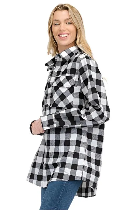 Black/Multi Boyfriend Plaid Flannel Shirt Long Sleeve