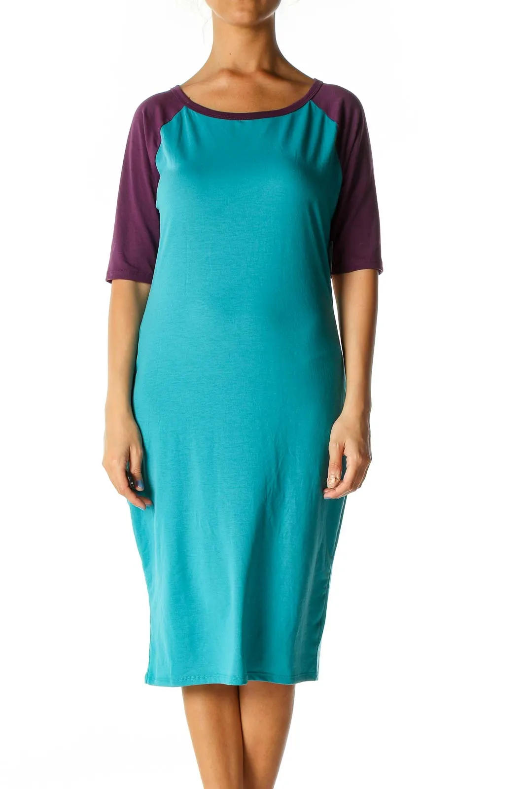 Blue Colorblock Shift Dress