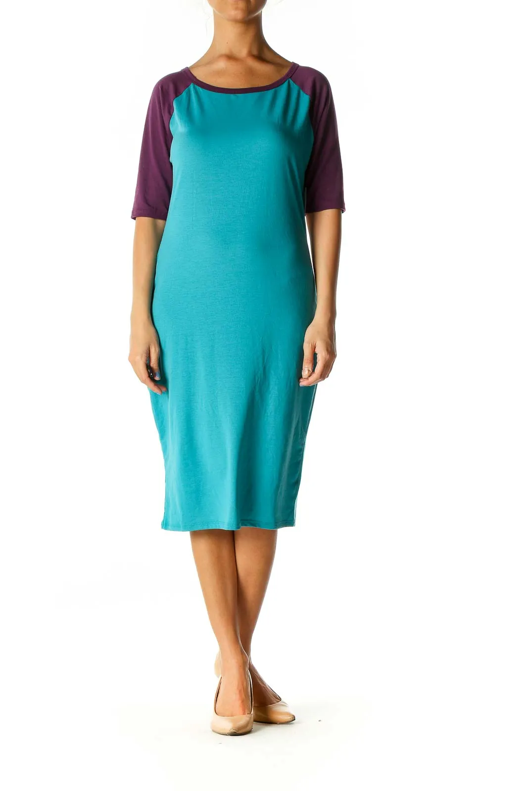 Blue Colorblock Shift Dress