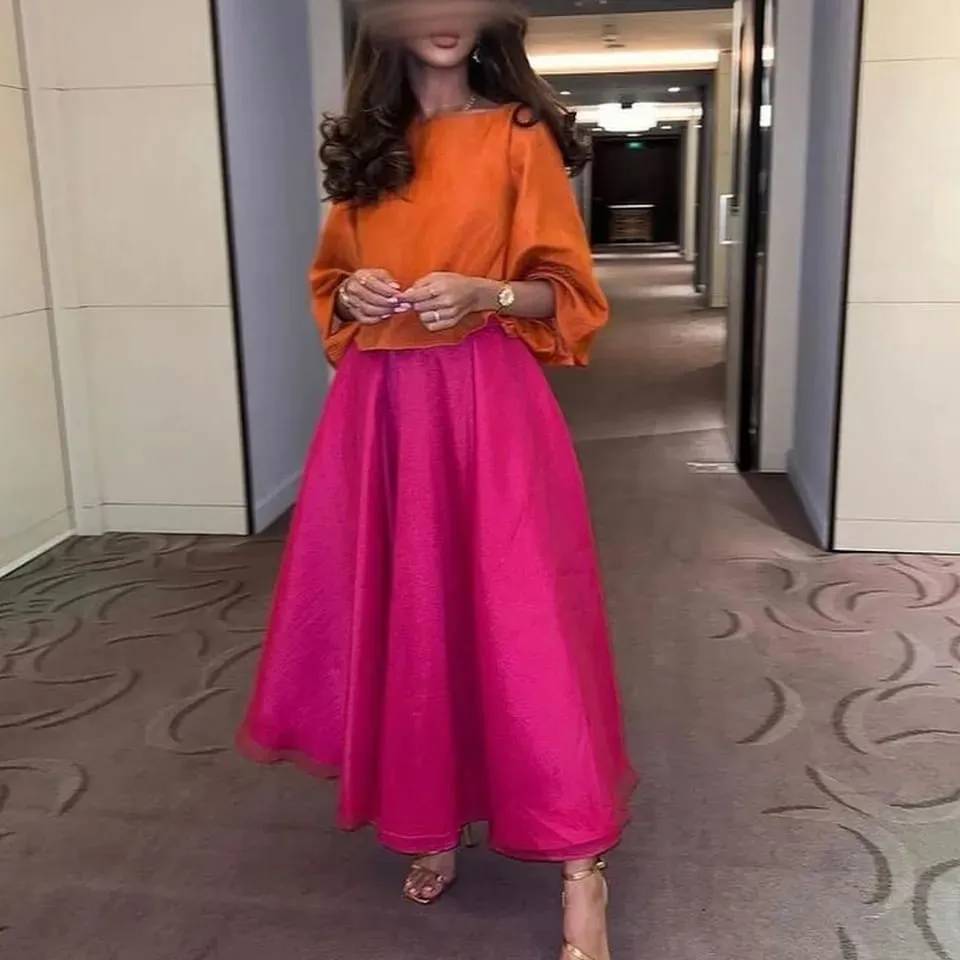 Boat Neck Vintage Evening Formal Saudi Arabia Two Piece Simple Elegant Party Dresses Gowns Women Robes 5OPEPX