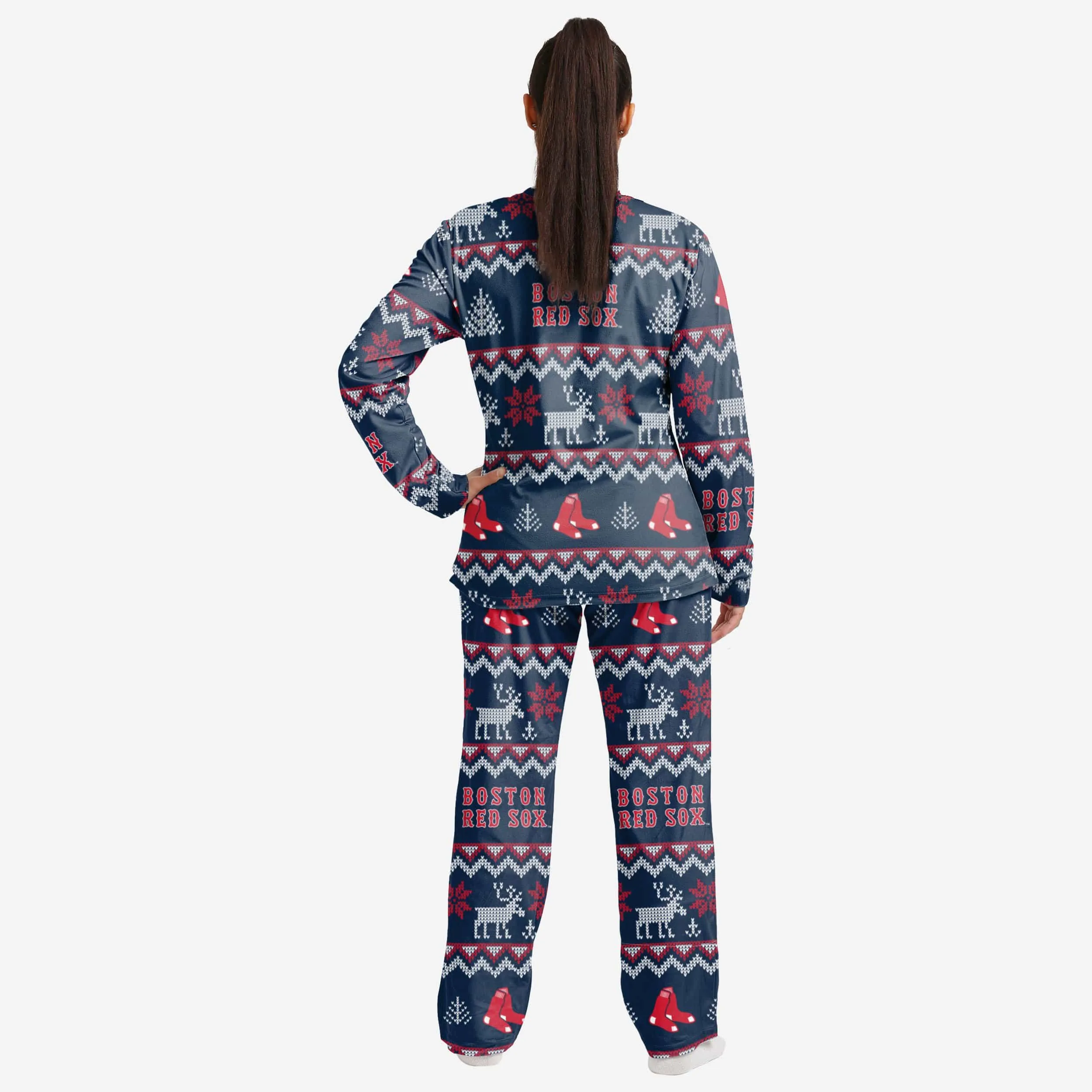 Boston Red Sox Womens Ugly Pattern Family Holiday Pajamas