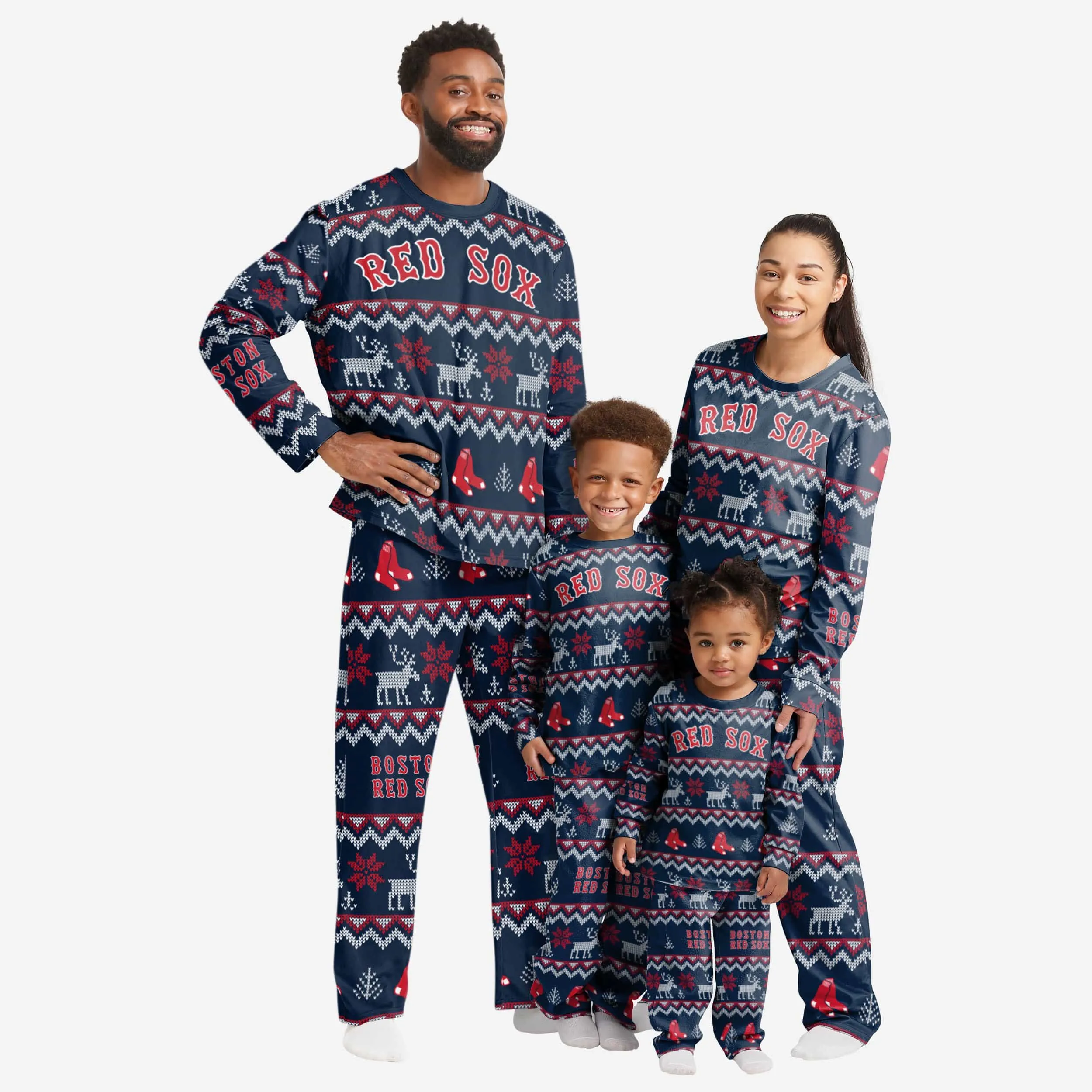 Boston Red Sox Womens Ugly Pattern Family Holiday Pajamas