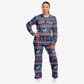 Boston Red Sox Womens Ugly Pattern Family Holiday Pajamas