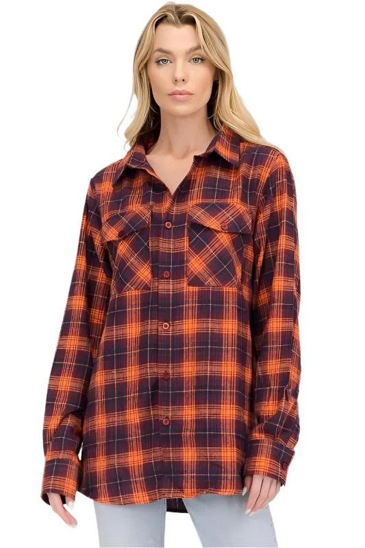 Boyfriend Oversize Plaid Flannel Long Sleeve