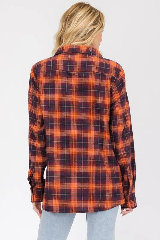 Boyfriend Oversize Plaid Flannel Long Sleeve