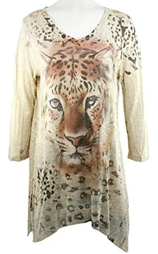 Cactus Fashion - Chita, 3/4 Sleeve, V-Neck Sublimation Jersey Tunic Top