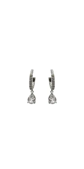 Channel Set Teardrop Hoop Earrings