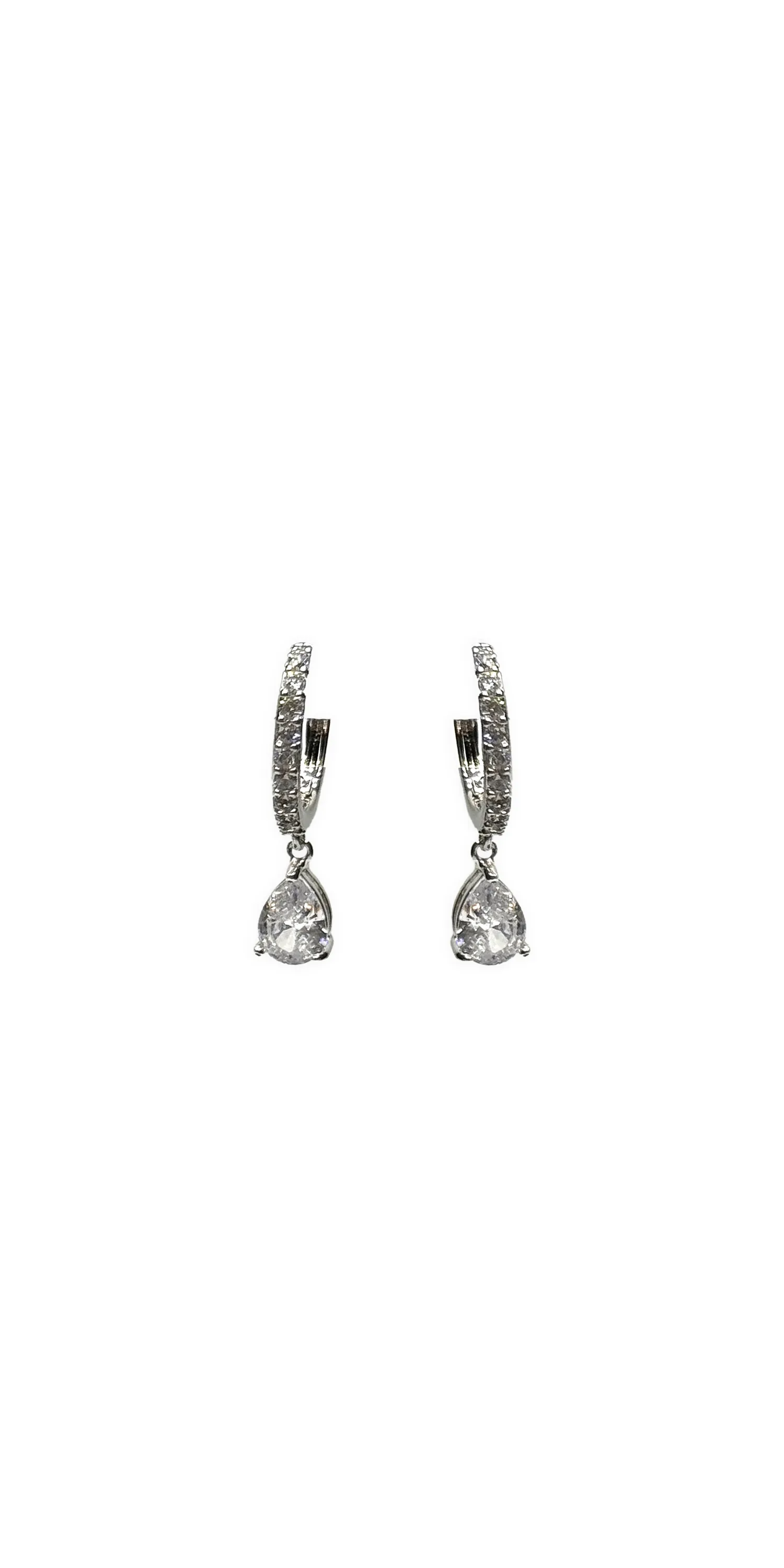 Channel Set Teardrop Hoop Earrings