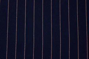 Designer Navy & Gold Pinstripe Sand-Washed Silk Crepe de Chine (Made in Italy)