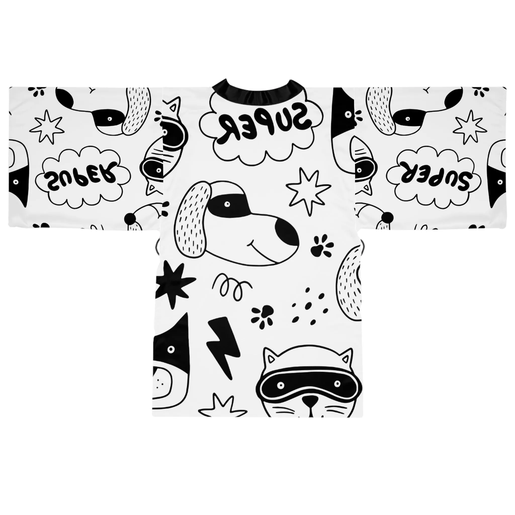 Doodle Dogs & Cats - Inovax Long Sleeve Kimono Robe