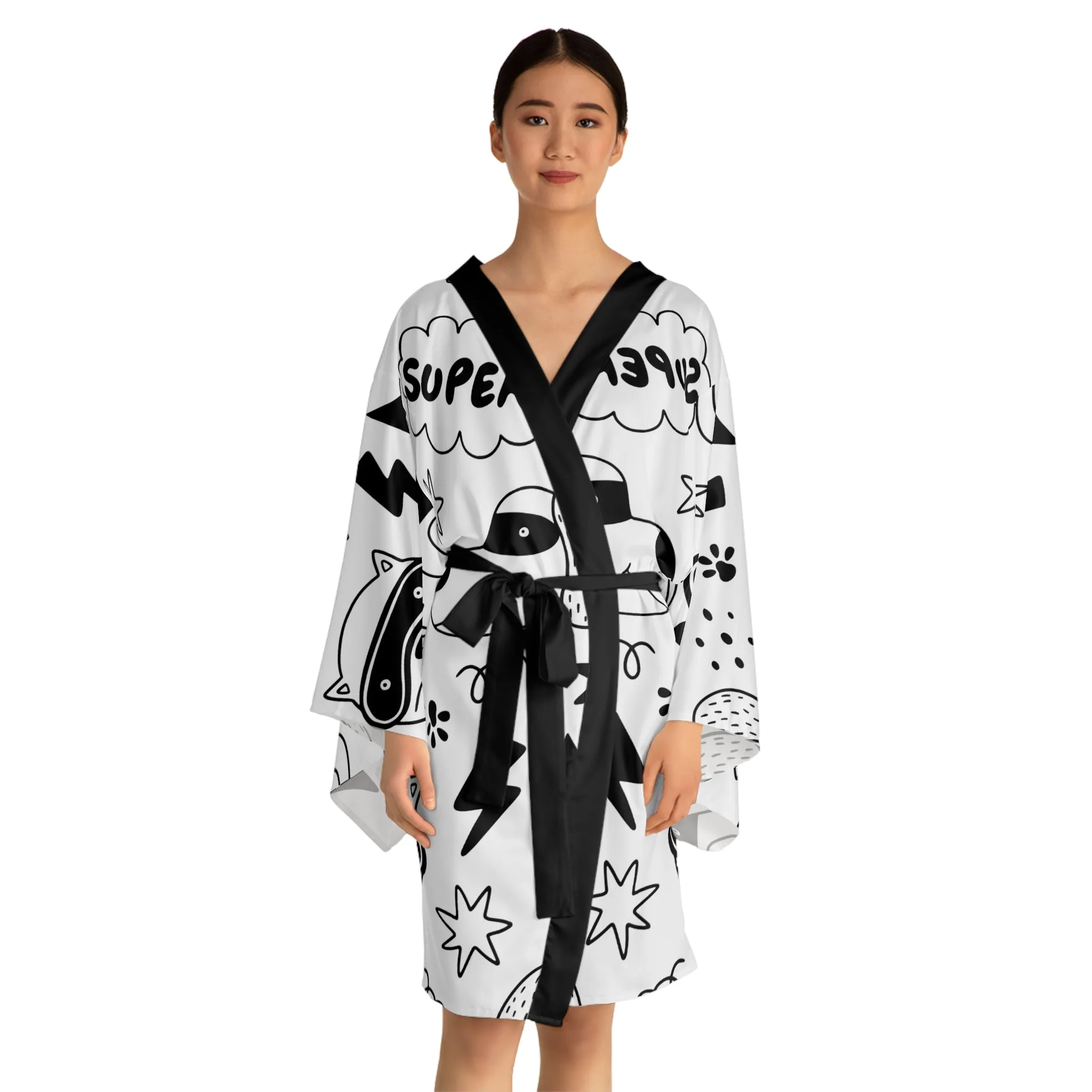 Doodle Dogs & Cats - Inovax Long Sleeve Kimono Robe