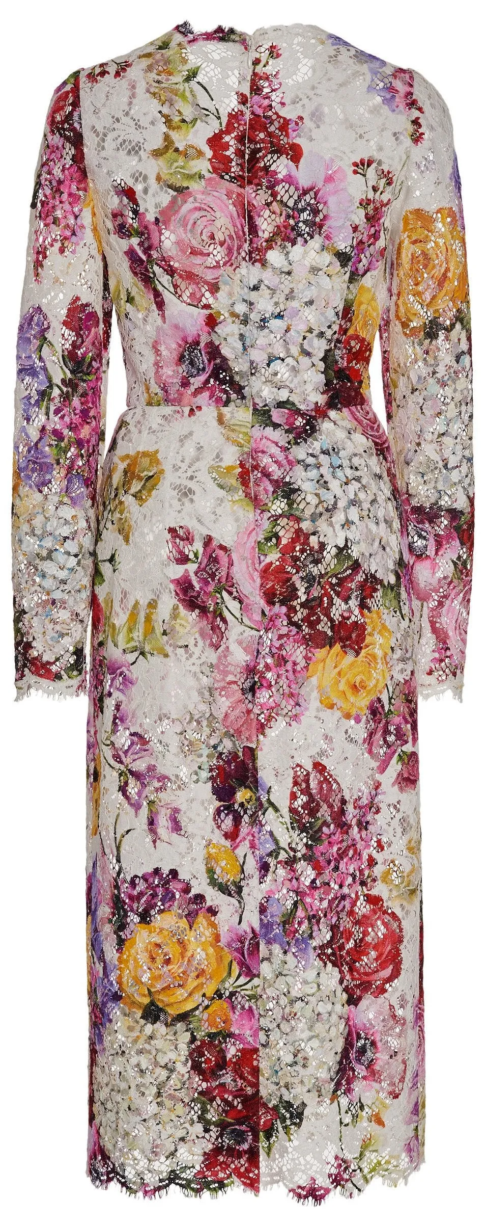 Floral Embroidered Chantilly Lace Midi Dress