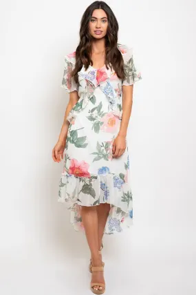 Floral ruffle midi dress