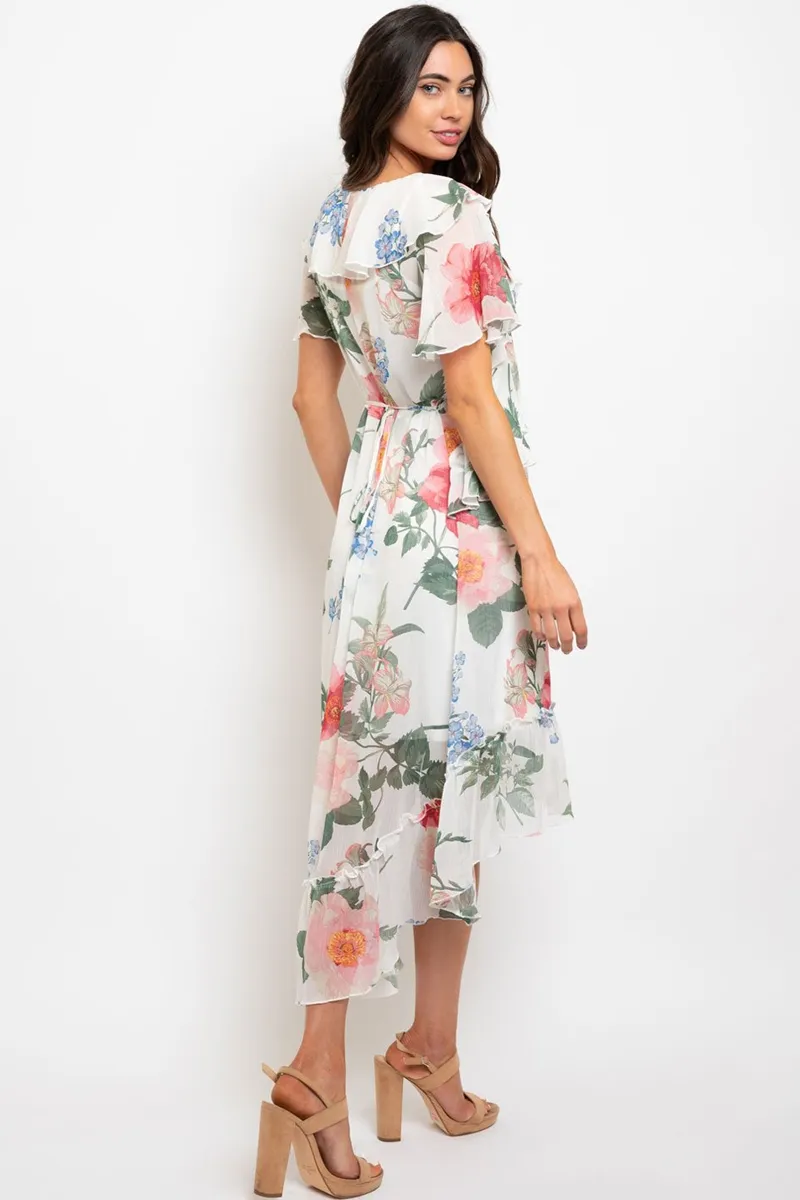 Floral ruffle midi dress