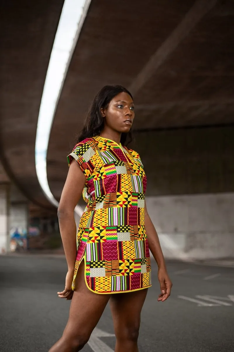 Incredible African Dress In Yellow Kente