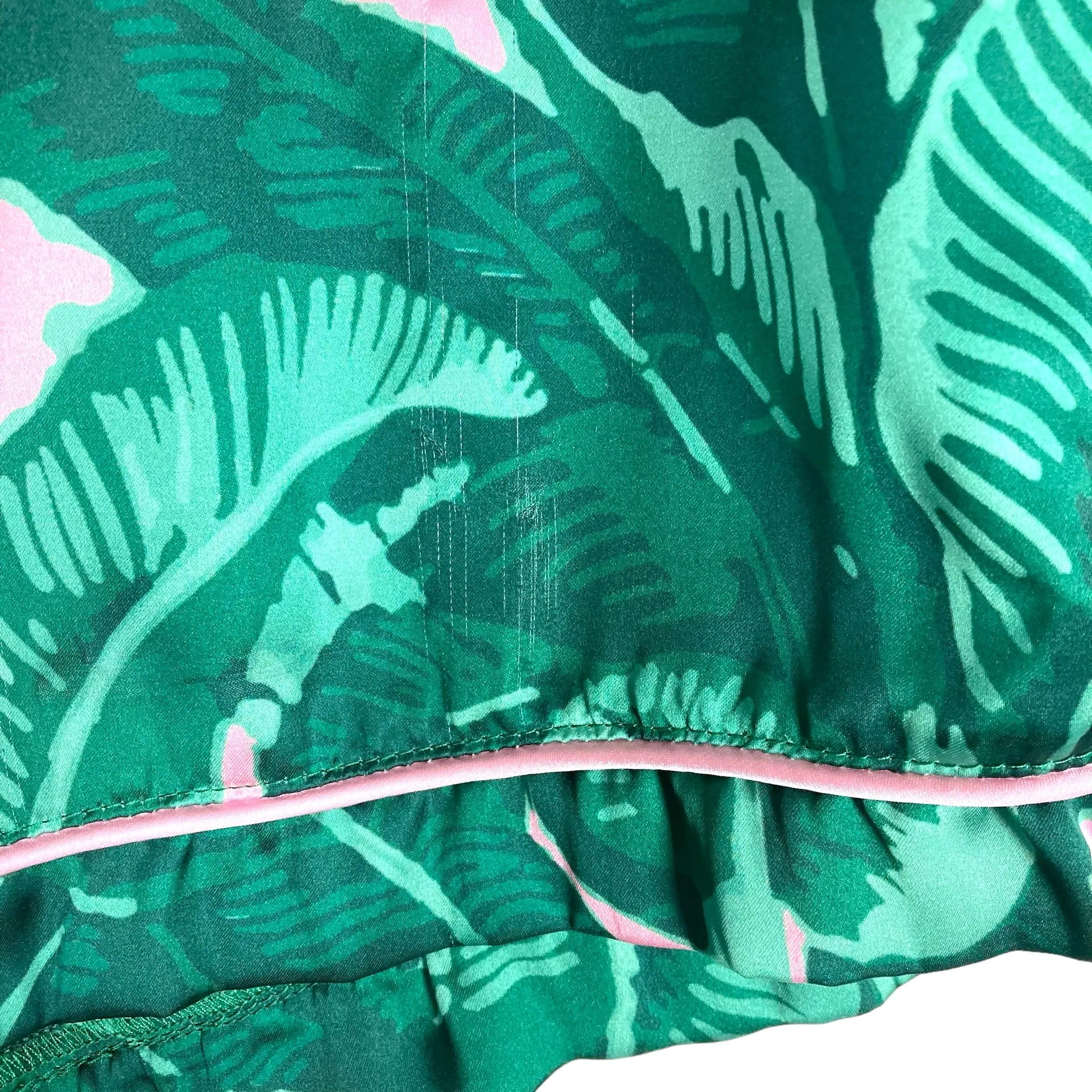 Judith March Green/Pink Palmetto Leaf Print Pajama Shorts- Size M (see notes, sold out online, we have matching top)