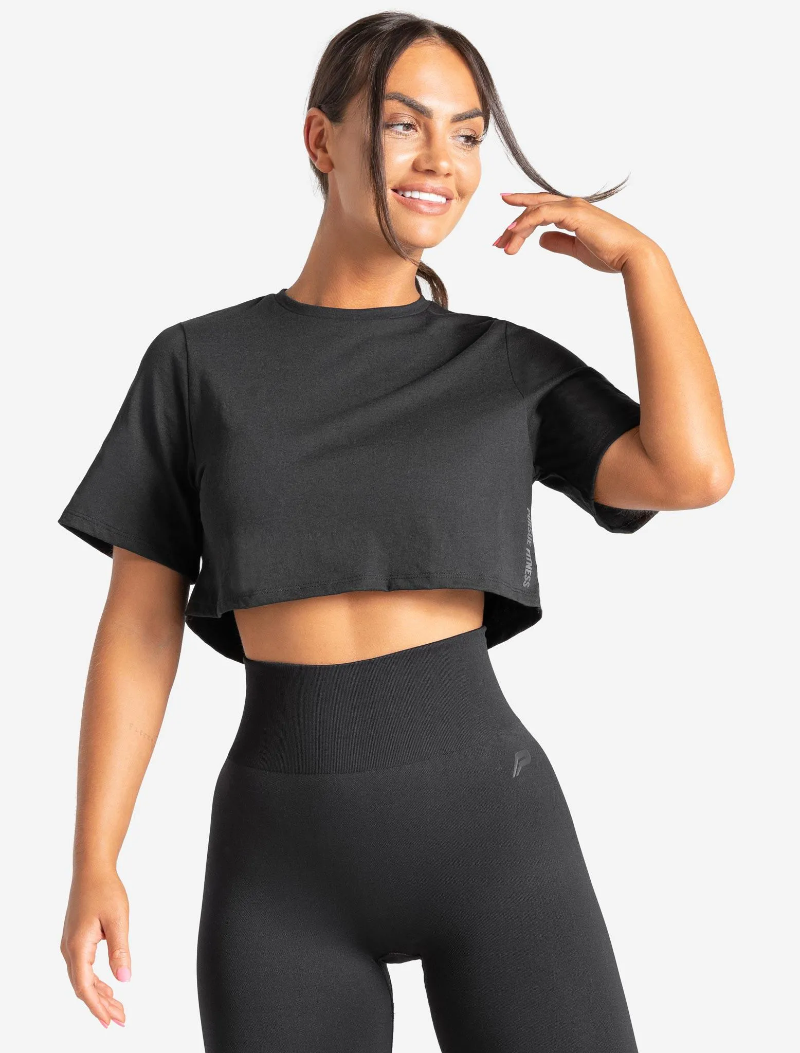 Knot Back Crop T-Shirt - Black