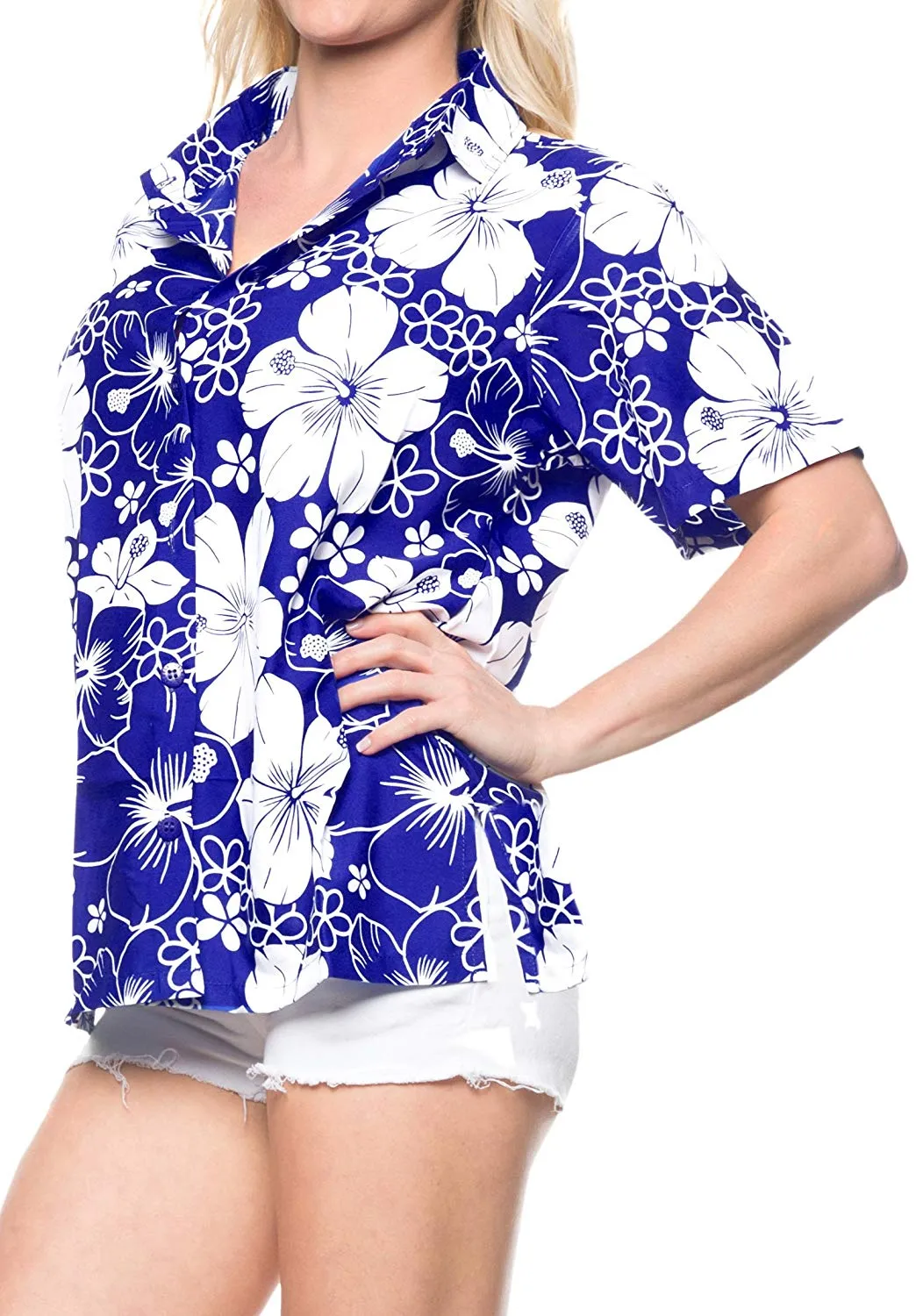 LA LEELA Women's Summer TOP Beach Short Sleeve Camp Casual Blouse BEACHVIEW