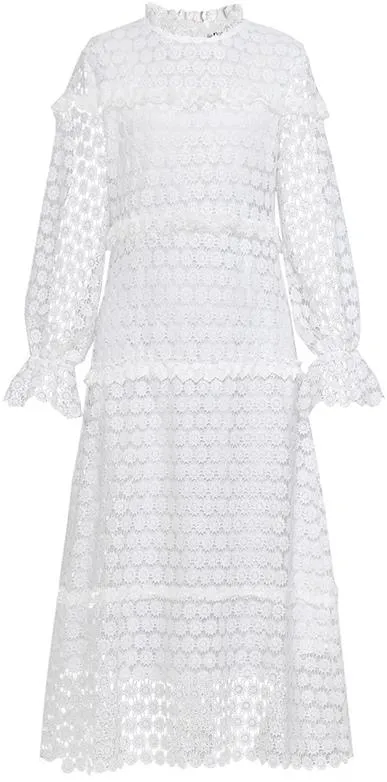 Macrame Midi Dress, White