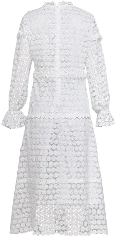 Macrame Midi Dress, White