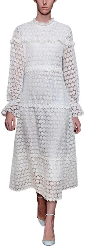 Macrame Midi Dress, White