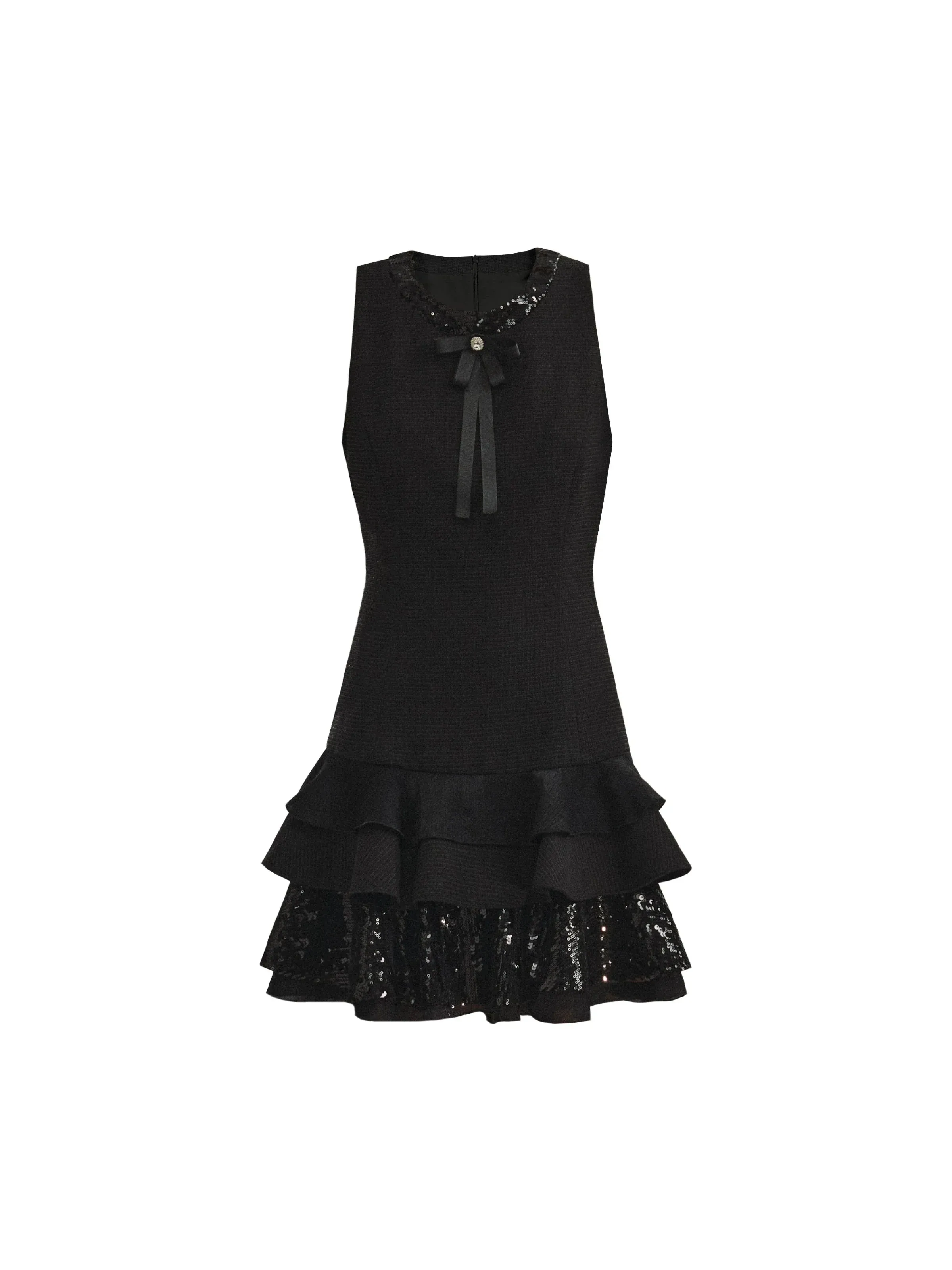 Midnight Glamour Cropped Bolero and Ruffled Cocktail Dress Set